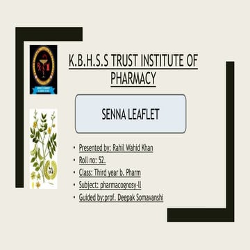 senna plant pharmacognosy in b. Pharmacy