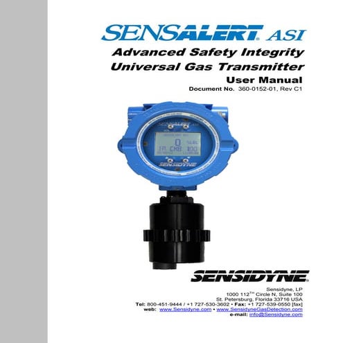 SensAlert ASI Advanced Safety Integrity Gas Transmitter | PDF