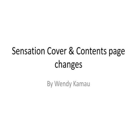 Sensation cover & contents page changes
