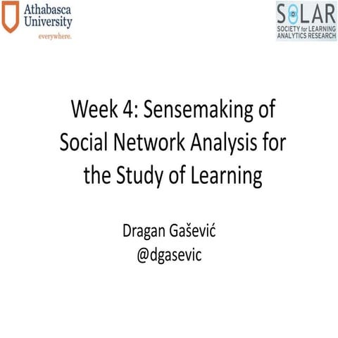 Sensemaking of social network analysis for the study of learning