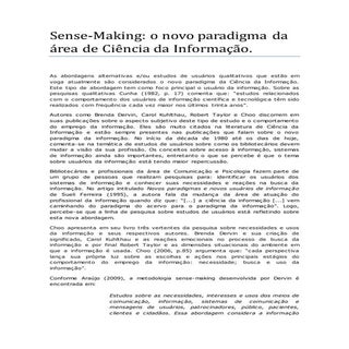 Sense making v.2- uma abordagem atual