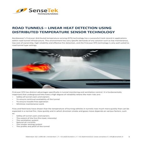 SenseTek Bandweaver Road Tunnels Linear Heat Detection-dts