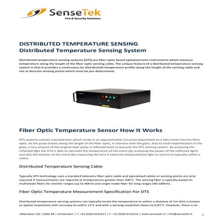 SenseTek DTS Distributed Temperature Sensing Bandweaver EN54-22
