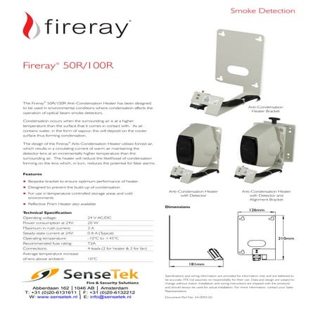 Sensetek FFE Fireray 50r100r heater datasheet | PDF