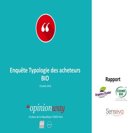 Senseva typologie des acheteurs de produits bio - février 2016 | PDF