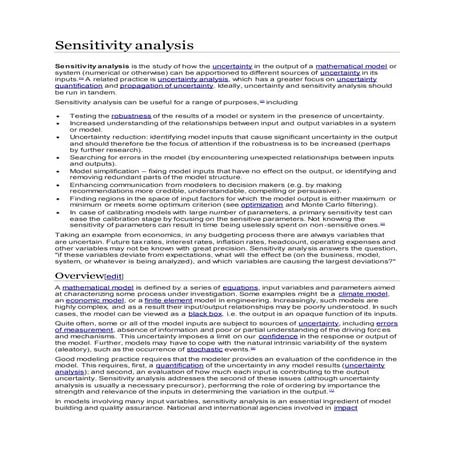 Sensitivity analysis