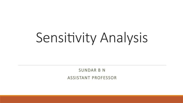 Capital Budgeting - Risk Analysis Using Sensitivity Analysis