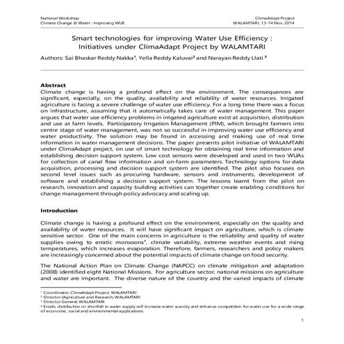 Smart technologies - sensors for improving Water Use Efficiency in Agriculture