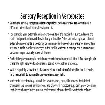 sensory reception of vertebrates.pptx for students | PPTX