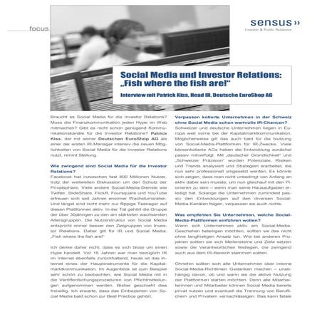 Sensus focus interview patrick kiss über social media