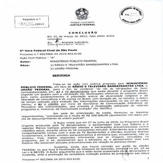 PROCESSO CONTRA A TV BAND