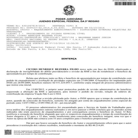 Sentença que determinou o cancelamento de cobrança de valores recebidos a título de benefício previdenciário
