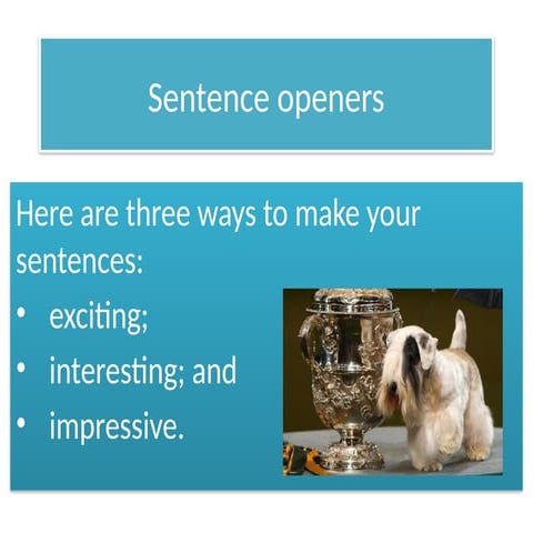 Enhancing Sentence Writing with Exciting Openers and Time Elements | PPTX