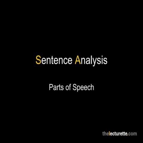 Sentence analysis: Parts of Speech