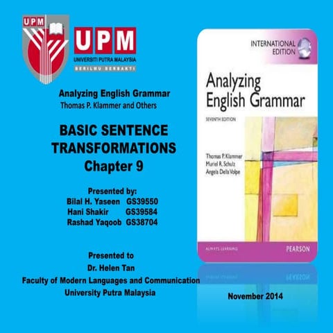 Sentence transformation chapte 9 presentation | PPT
