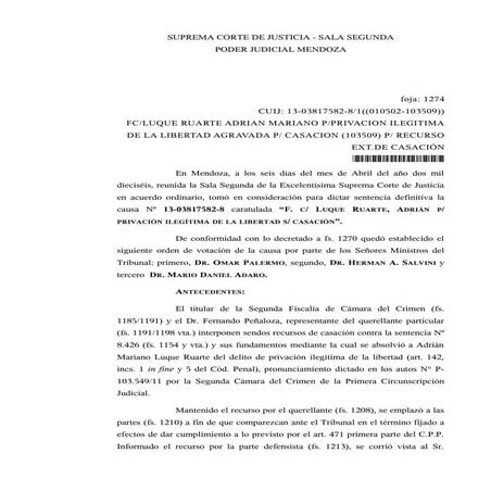 Sentencia por el caso Olivera
