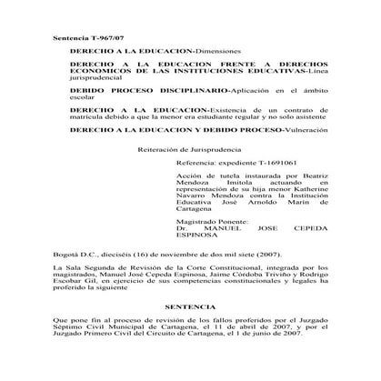 Sentencia t 967-2007 | RTF