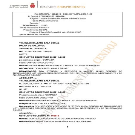 Sentencia TSIB ultraactividad (reforma laboral 2012)