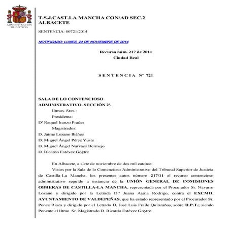 Sentencia asesores Valdepeñas