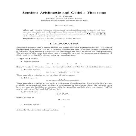 Sentient Arithmetic and Godel's Incompleteness Theorems
