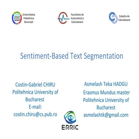 Sentiment based text segmentation | PPT