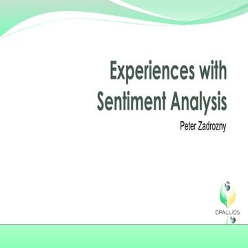 Experiences with Sentiment Analysis with Peter Zadrozny