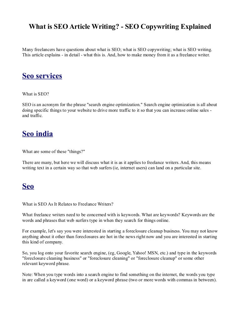 What Is Seo Article Writing Seo Copywriting Explained - 