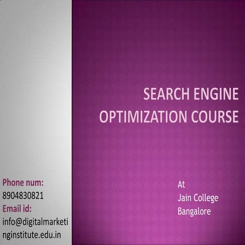 search engine optimization workshop in bangalore