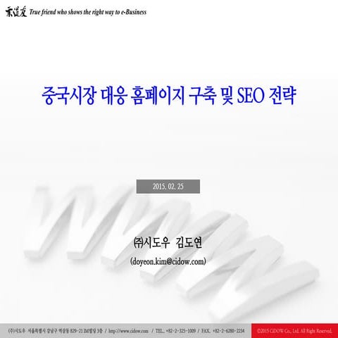 중국시장 대응 홈페이지 구축 및 SEO 전략 (시도우 김도연)