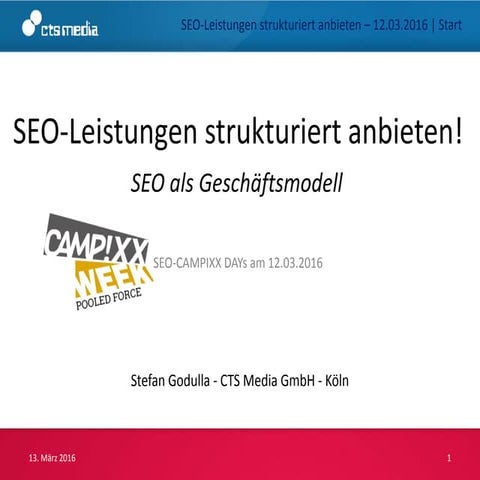 SEO Leistungen strukturiert anbieten! SEO als Geschäftsmodell.