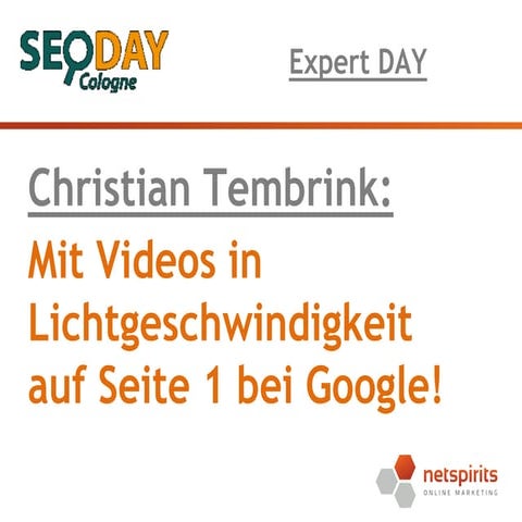 VIDEO SEO und VIDEO MARKETING - SEO DAY Präsentation 2013
