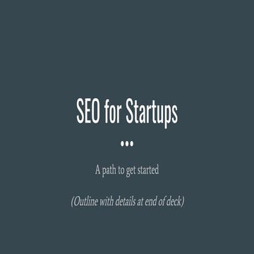 SEO for Startups - A Starting Point