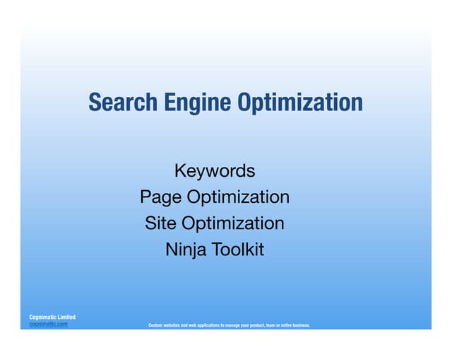 Gentle Intro to Search Engine Optimisation