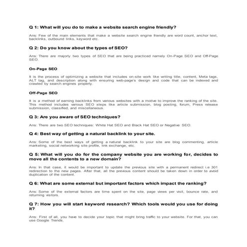 seo basic questions