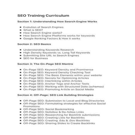 Syllabus for SEO Training in Chennai by goDigitally | PDF