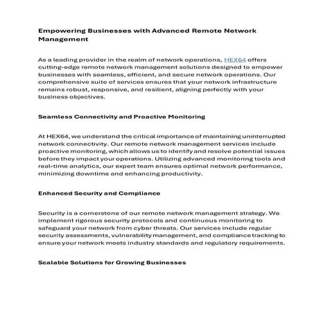 Empowering Businesses with Advanced Remote Network Management | PDF