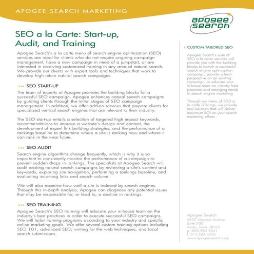 SEO A La Carte