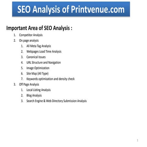 Seo Analysis Report of Printvenue.com