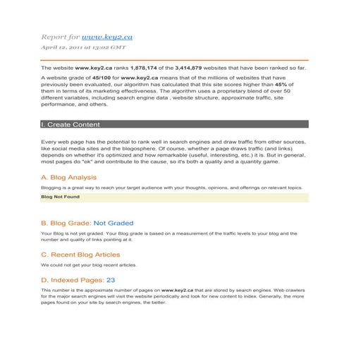 Seo Analysis Report
