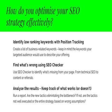 How do you optimise your SEO strategy effectively?