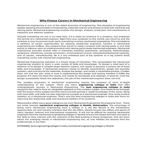 Why Choose Careers in Mechanical Engineering