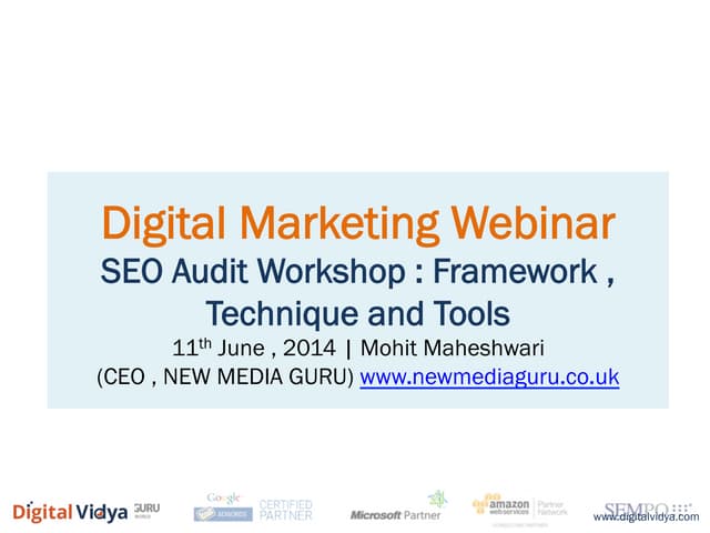 SEO Audit Workshop: Framework, Techniques And Tools