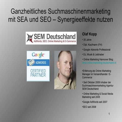 SEO campixx 2011:SEO und SEA Synergieeffekte