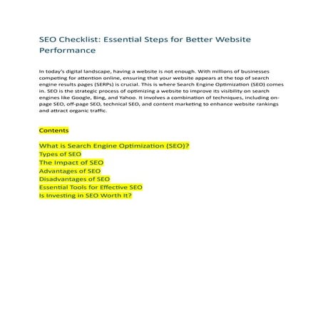 SEO Checklist Essential Steps for Better Website Performance  BLOG HF 19-03-2...