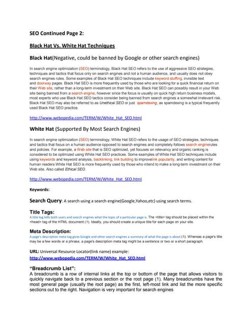 Seo continued page 2