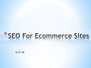 Seo for ecommerce sites