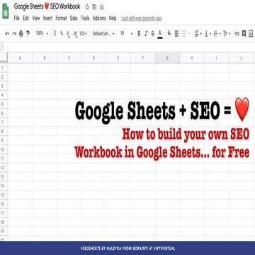 How to Build your Own SEO Workbook in Google Sheets for Free #WTSVirtual