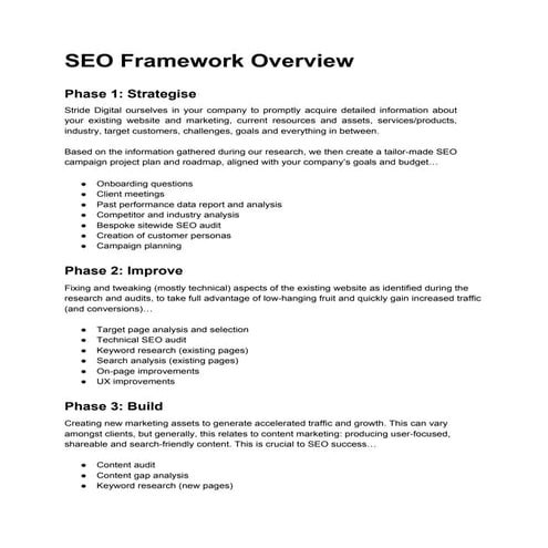 SEO Framework Overview by Stride Digital