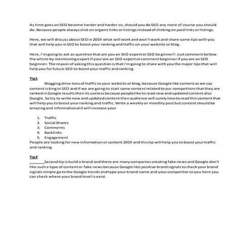 Seo in 2019 what will and won't work