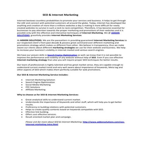 Seo & internet marketing